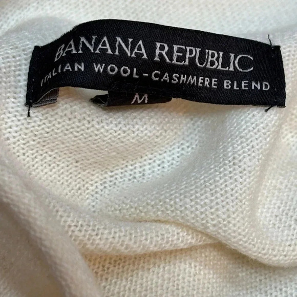 BANANA REPUBLIC CASHMERE BLEND ITALIAN WOOL - CLASSIC TUNIC CREAM SWEATER SZ MED - Picture 5 of 10
